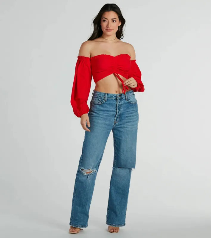 Alluring Daydream Off-The-Shoulder Crop Top sold by Windsor