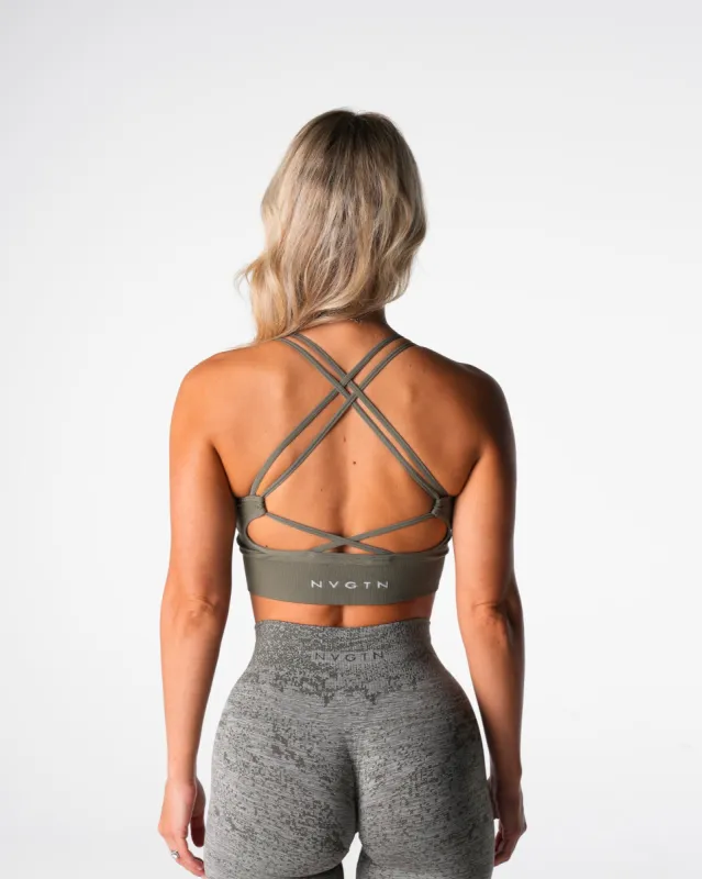 Khaki Green Virtue Seamless Bra sold by NVGTN