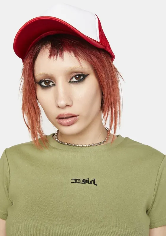 Embroidered Logo Short Sleeve Baby Tee sold by Dolls Kill