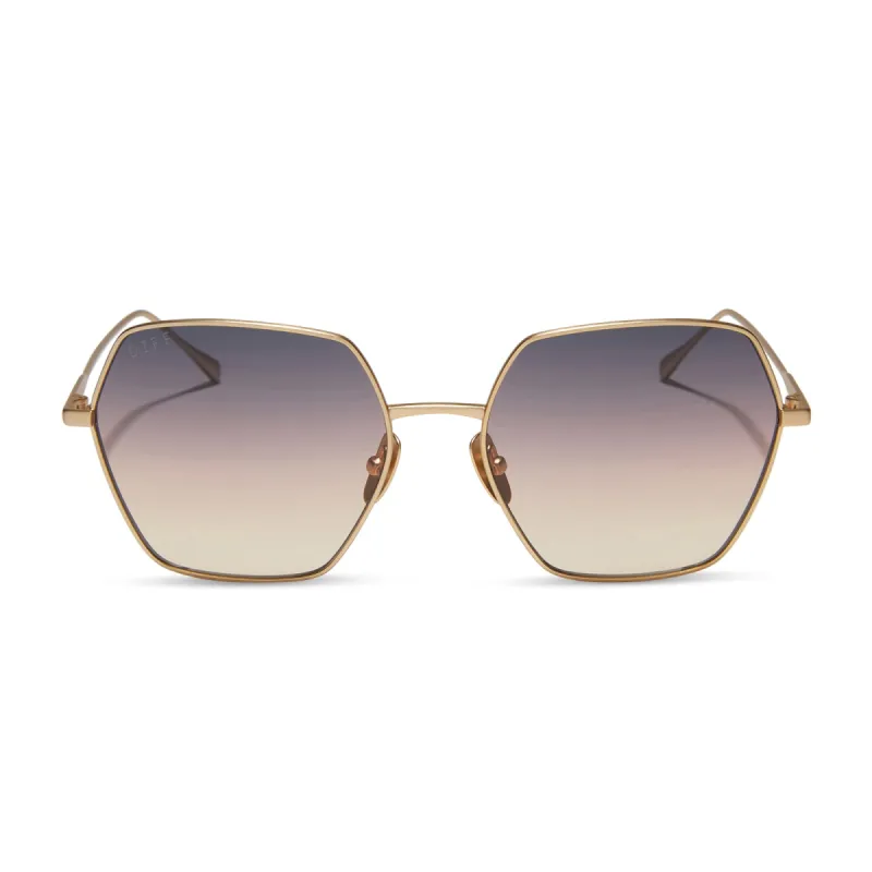 HARLOWE - BRUSHED GOLD + TWILIGHT GRADIENT SUNGLASSES sold by Diff Eyewear