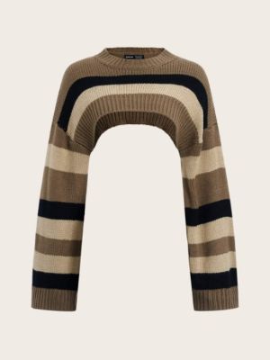 SHEIN ICON Stripe Pattern Drop Shoulder Super Crop Y2K Grunge Sweater Without Cami sold by SHEIN