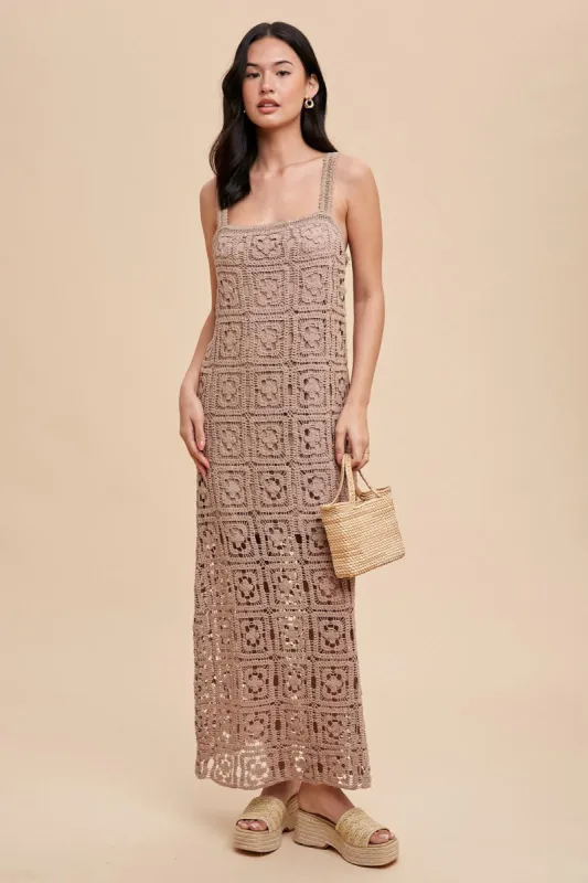 Mushroom Crochet Maxi Tank Dress sold by Pinkblush