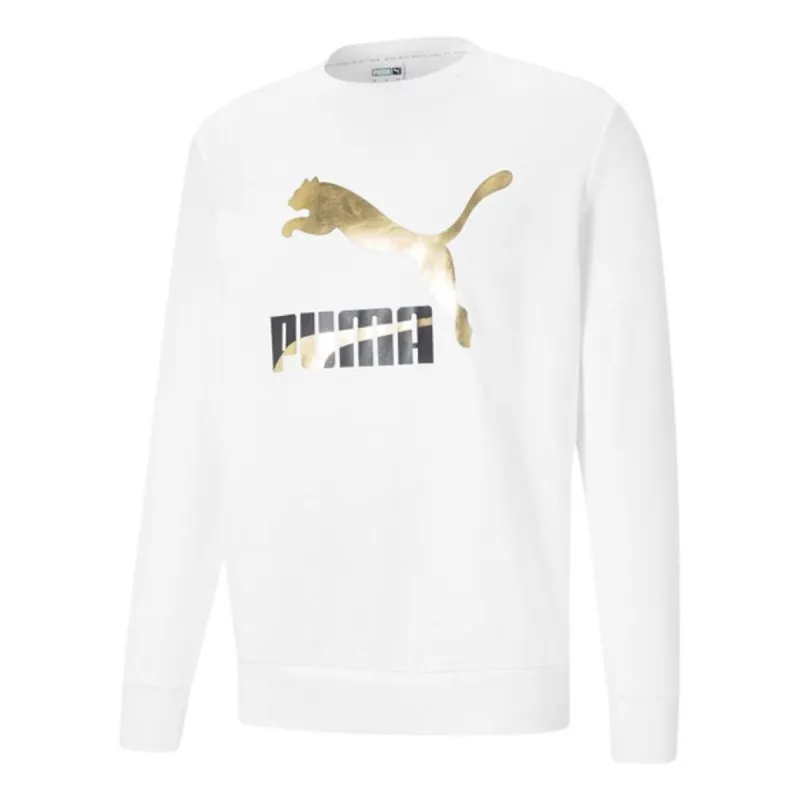 Puma Archive Metallic Logo Sweater 'White Gold' 531367-02 sold by KicksCrew