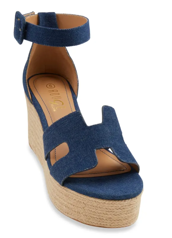 H Band Espadrille Platform Wedge Sandals sold by Rainbow