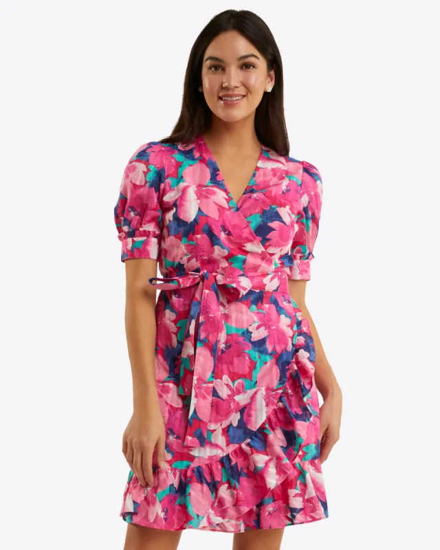 Reba Wrap Dress in Shadow Stripe sold by Draper James