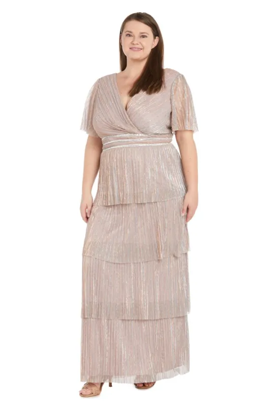 Layered Crinkle Dress with Rhinestone Waistband - Plus sold by R&M Richards