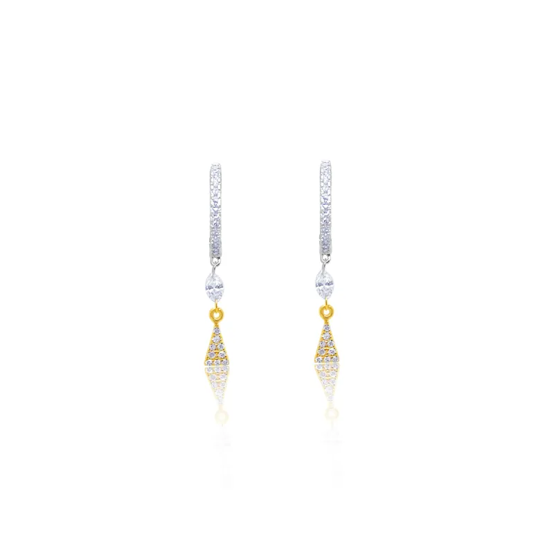 Two Tone .65 Ct Diamond Triangle Huggies sold by Meira T