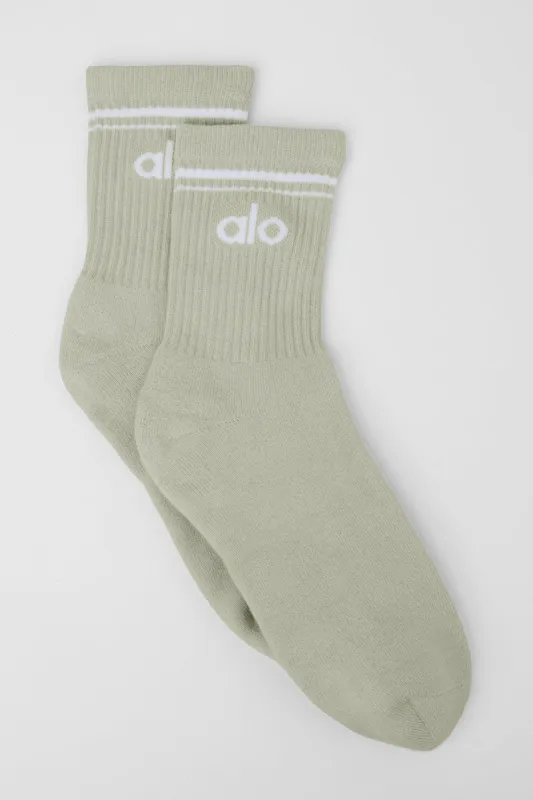 Unisex Half-Crew Throwback Sock - Limestone/White sold by Alo Yoga