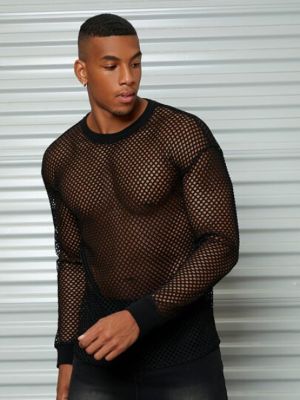 FeverCity Men See Through Mesh Tee sold by SHEIN