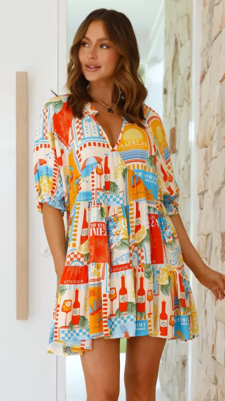 Petal Mini Dress - Sun Lounger Print sold by Billy J