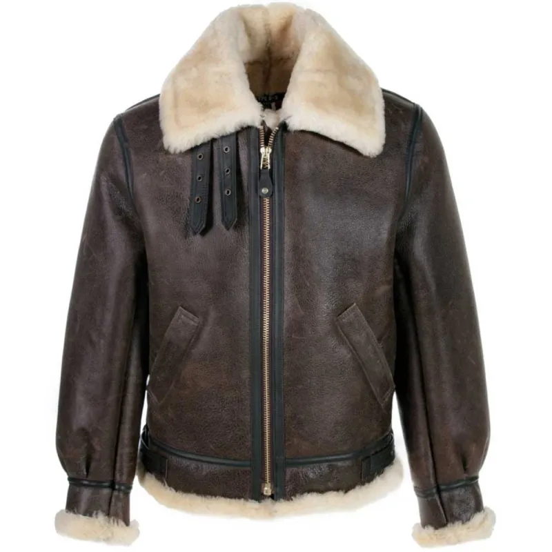 Schott NYC Men's 257S B-3 Sheepskin Bomber Jacket - Brown