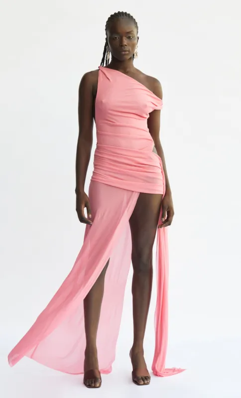 KAILANI ASYM DRESS - GRAPEFRUIT PINK sold by bec + bridge