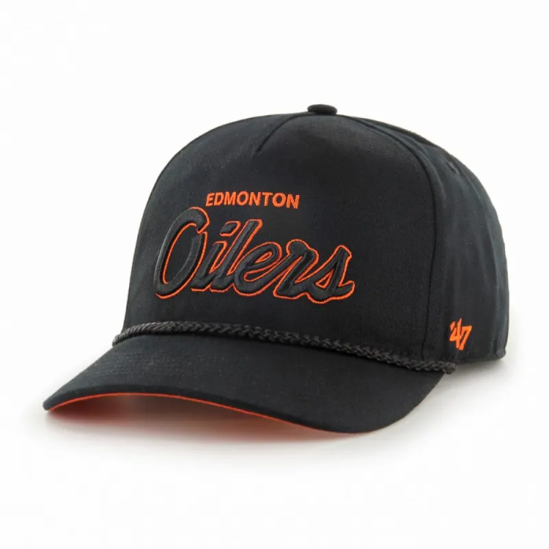 EDMONTON OILERS CROSSTOWN SCRIPT HITCH BLACK HAT sold by Pro Hockey Life