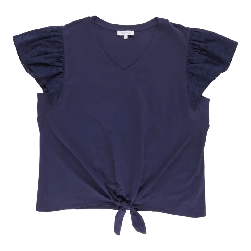 MySTYLE Women's Plus Seaside Short Sleeve Slub Tee with Drawstring sold by Giant Tiger
