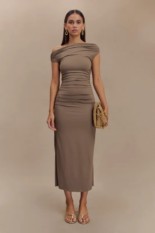 Alayna Recycled Nylon Midi Dress - Coco sold by Meshki