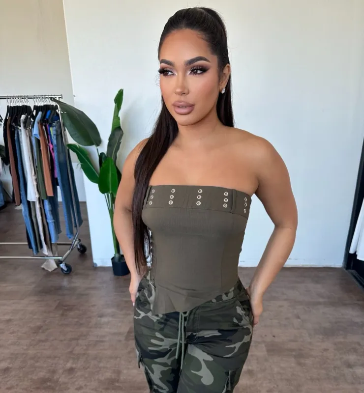Tina Tube Top (Olive) sold by OOTDFash