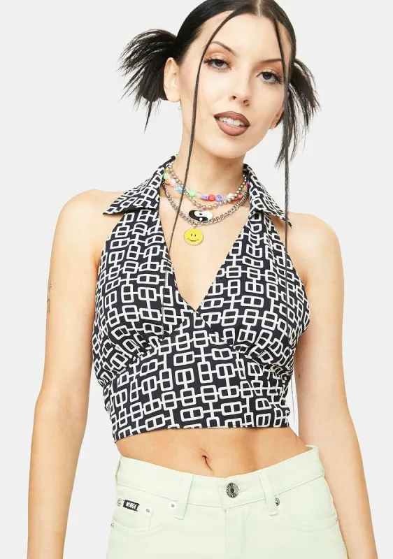 Train Of Thought Collared Crop Top sold by Dolls Kill
