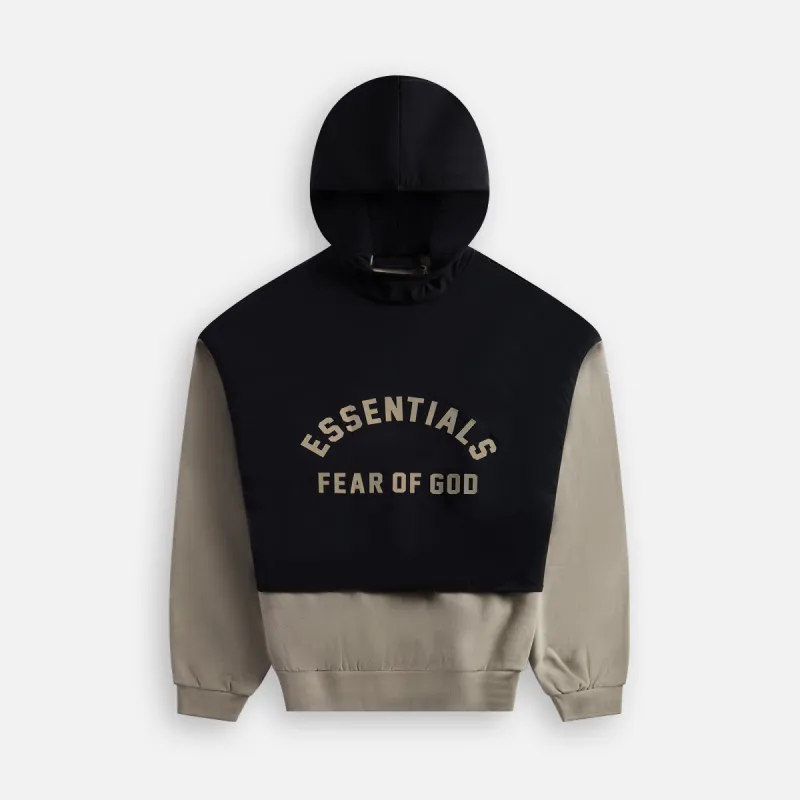 Essentials Nylon Fleece Hooded Sweater - Seal / Jet Black sold by Kith