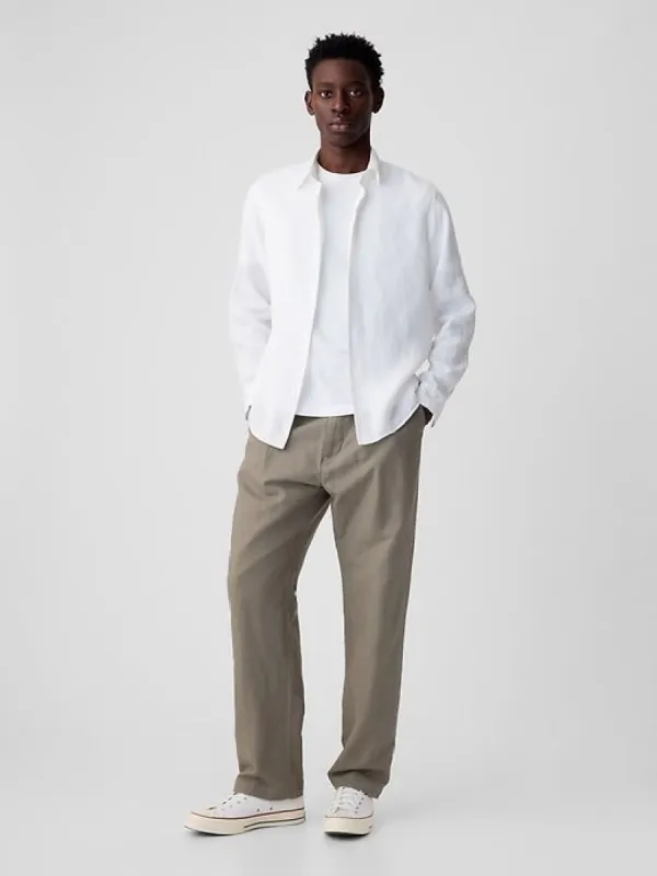 Linen-Cotton Pleated Trousers sold by GAP