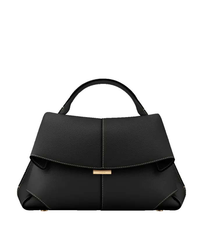 Mokki - Textured Black with Ecru Stitching sold by Polene
