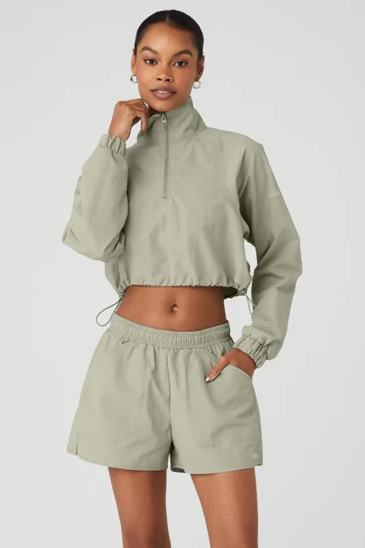 Cropped 1/4 Zip Alumni Pullover - Limestone | Parallel