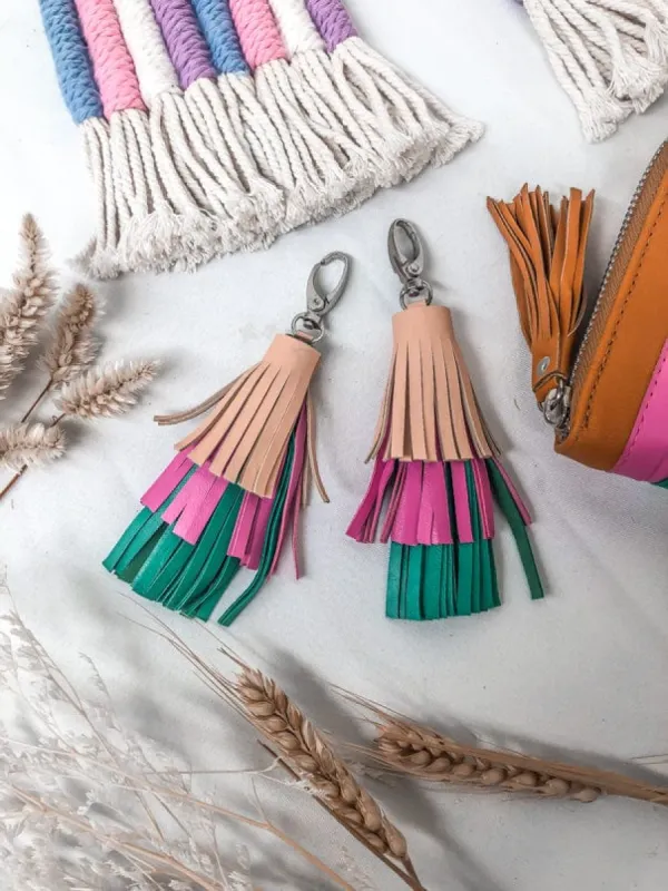 Tassel Rainbow Key Ring/ Bag Tassel sold by Mahiya