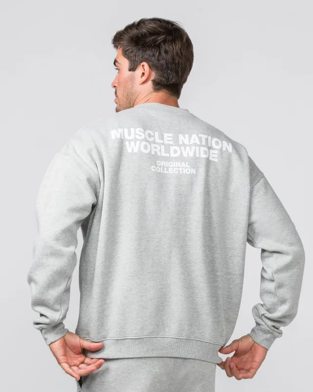 Worldwide Crew Pullover  - Grey Marl sold by Muscle Nation