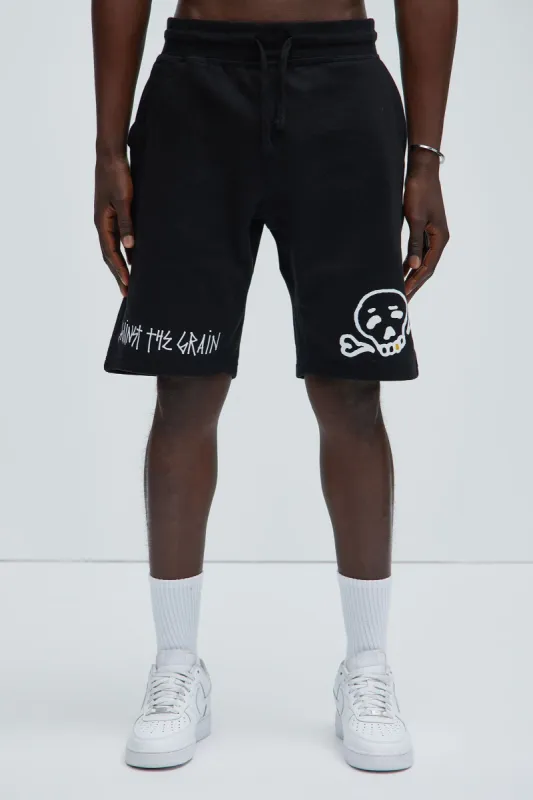 Against The Grain Sweatshorts - Black sold by Fashion Nova