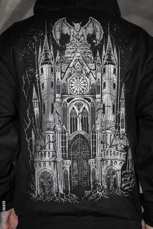 Gargoyle Cathedral Hoodie [METALLIC SILVER] sold by Vampire Freaks