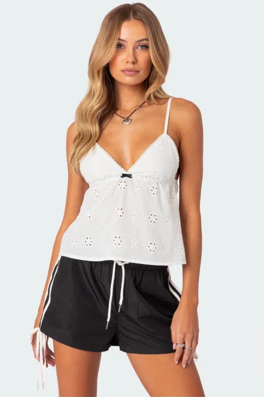 Emilie Eyelet Tank Top sold by Edikted