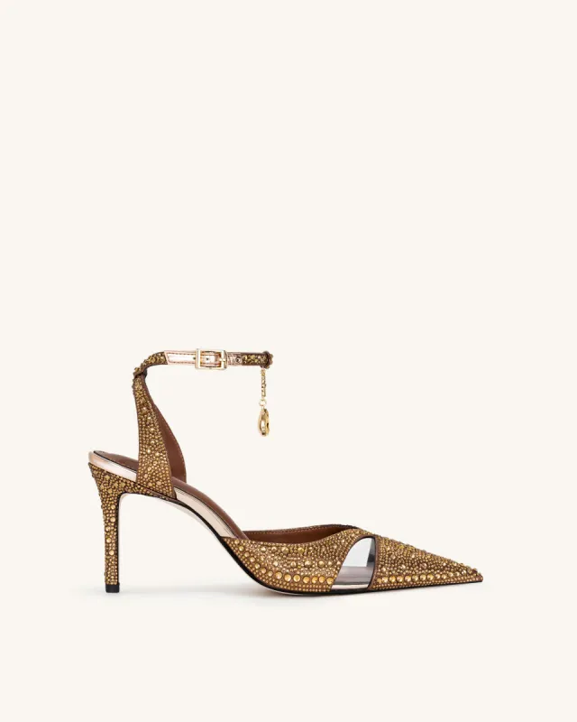 Haidi Artificial Crystal Pumps - Brown sold by JW PEI