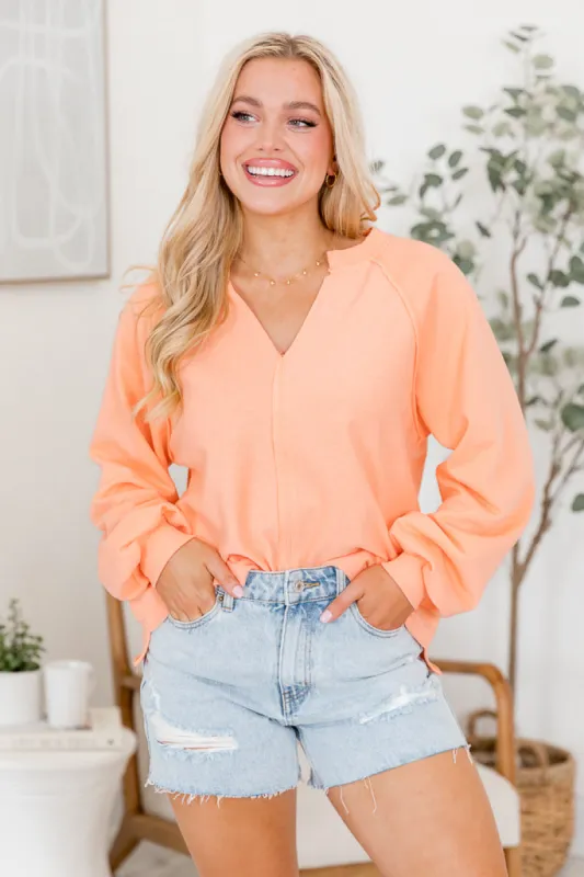 Friday Evening Orange Knit Long Sleeve Top sold by Pink Lily