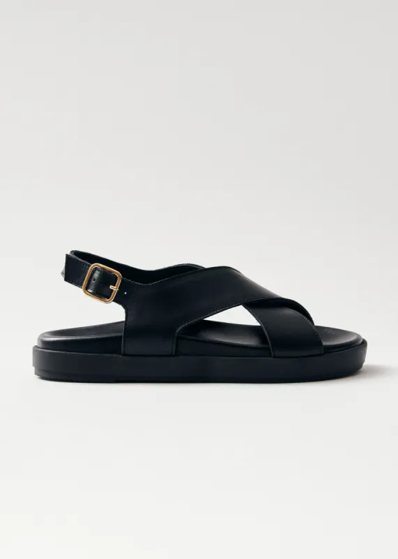 Nico Black Leather Sandals sold by Alohas