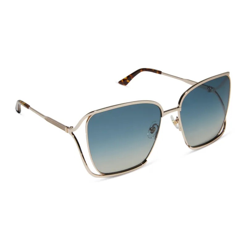 FRANCESCA - CHAMPAGNE + PARADISO BLUE + POLARIZED SUNGLASSES sold by Diff Eyewear