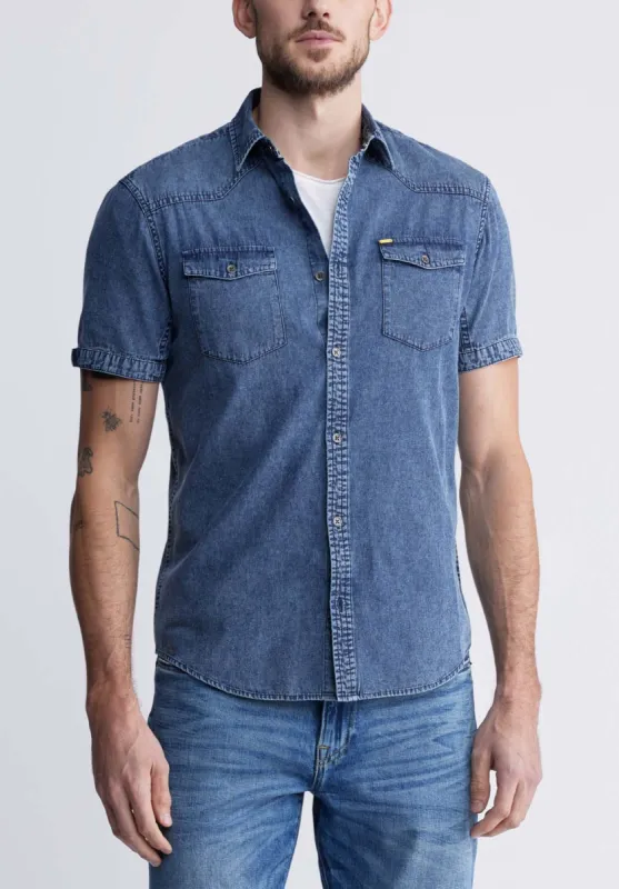 Somba Men’s Short Sleeve Shirt in Midnight Blue - BM24291 sold by Buffalo David Bitton