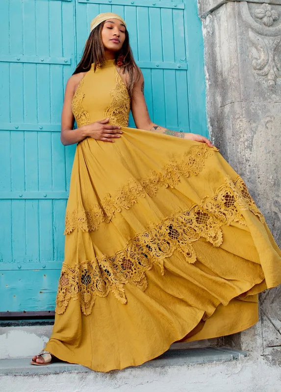 Alondra Dress in Honey sold by Joyfolie