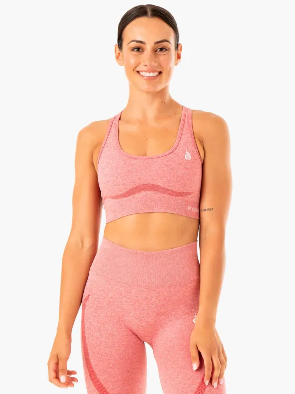 Staples Seamless Racer Back Sports Bra - Pink Marl sold by Ryderwear