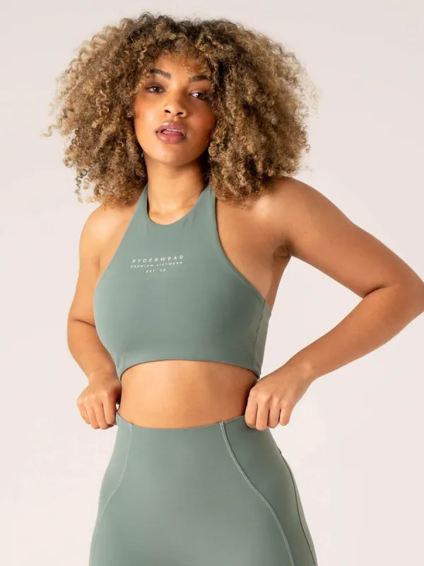 Stride Halter Sports Bra - Sage sold by Ryderwear