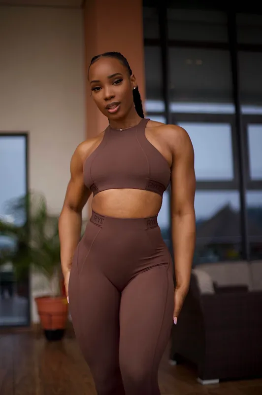 Level Up High Impact Sports Bra - Chocolate sold by Ryderwear