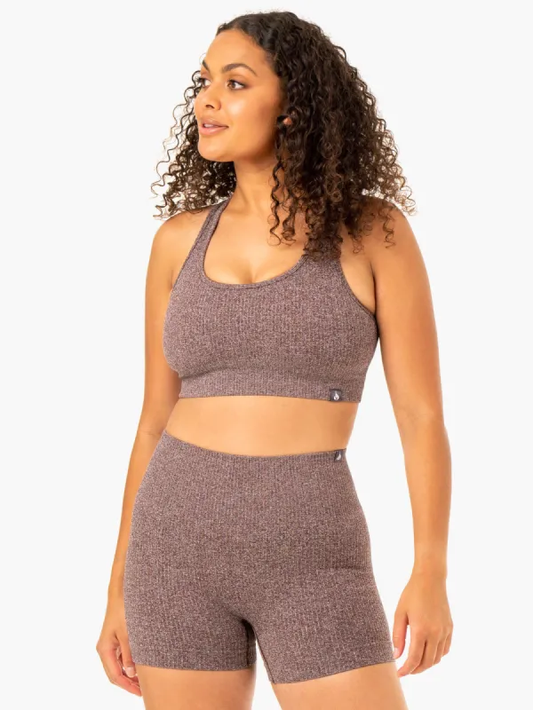 Rib Seamless Sports Bra - Chocolate Marl sold by Ryderwear