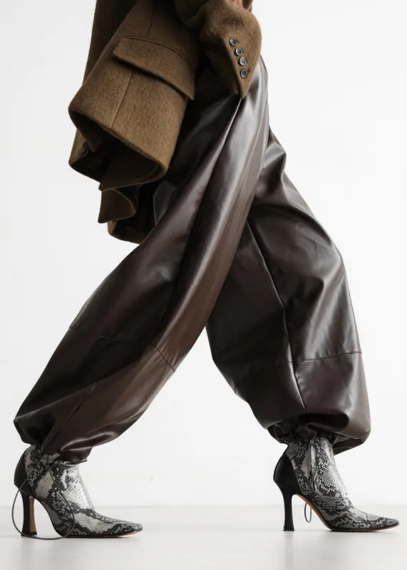 Briar Faux Leather Balloon Pants - Brown | Parallel