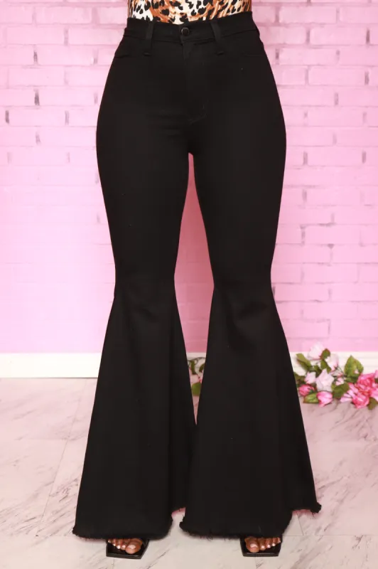Polar Wide Flare Jeans - Black sold by Swankaposh