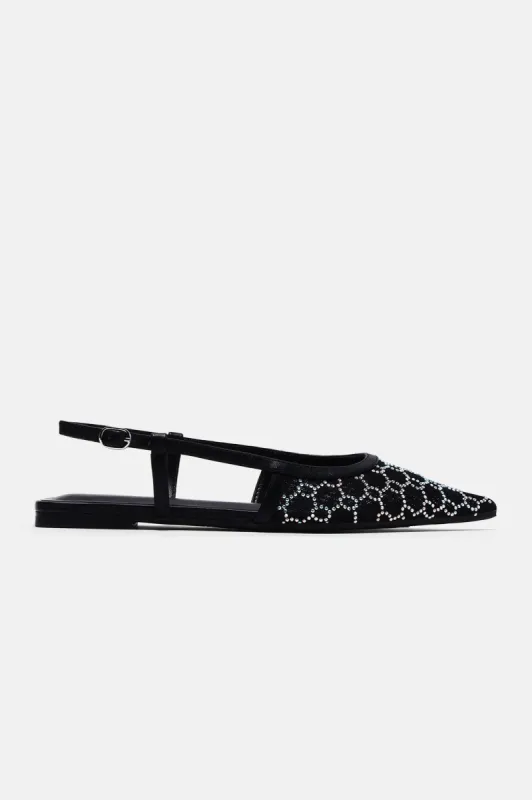 Pick Me Embellished Slingback Flats - Black sold by Fashion Nova