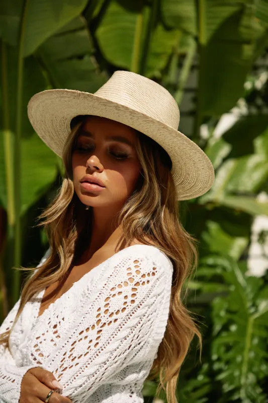 Amenya Palm Leaf Straw Hat - Natural sold by Miss Lola