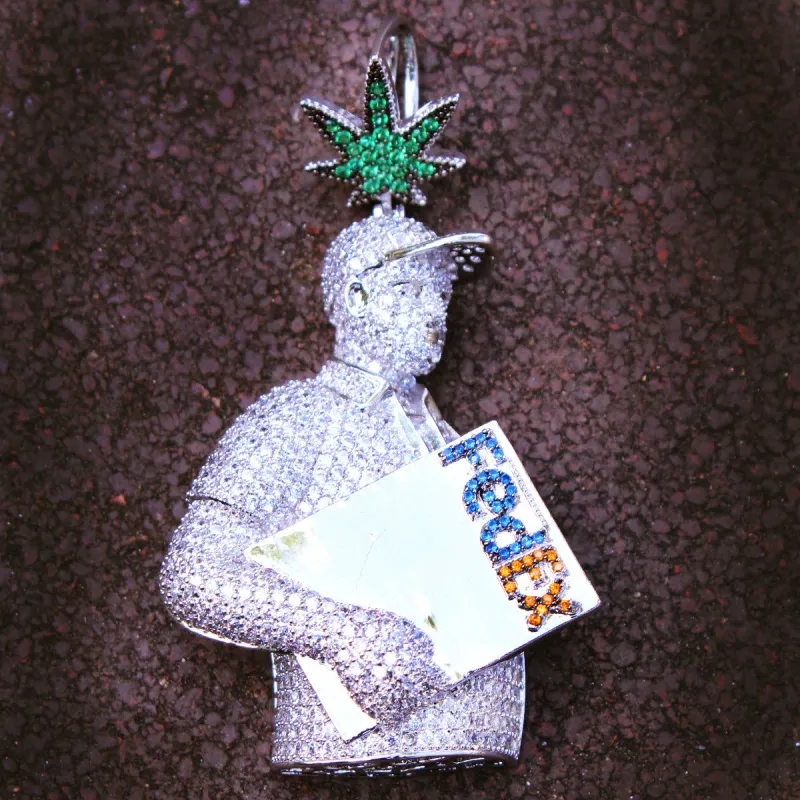 Mens Weed Fedex Pot Leaf Bling Delivery Man Parcel Pendant sold by Master Of Bling