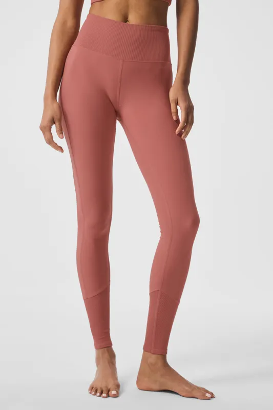 High-Waist Alosoft Lounge Legging - Soft Terracotta sold by Alo Yoga