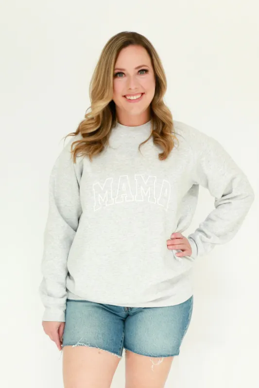 'MAMA' Big Sister Crew | Pebble Grey sold by Bella Chic