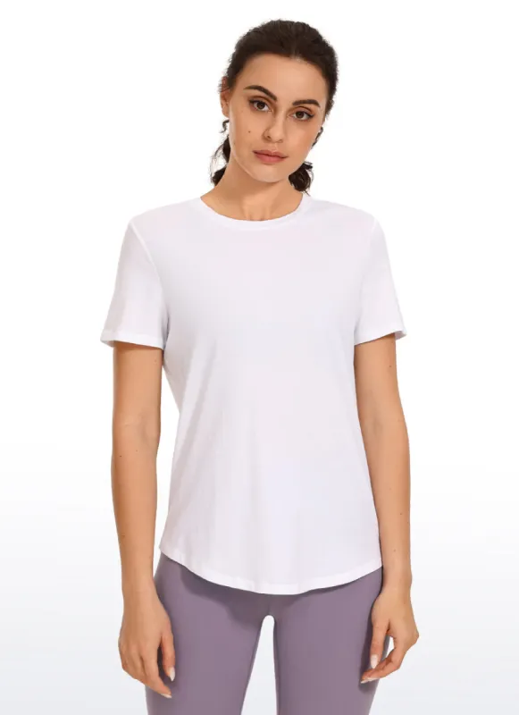 Pima Cotton Short Sleeves Round Neck sold by CRZ Yoga