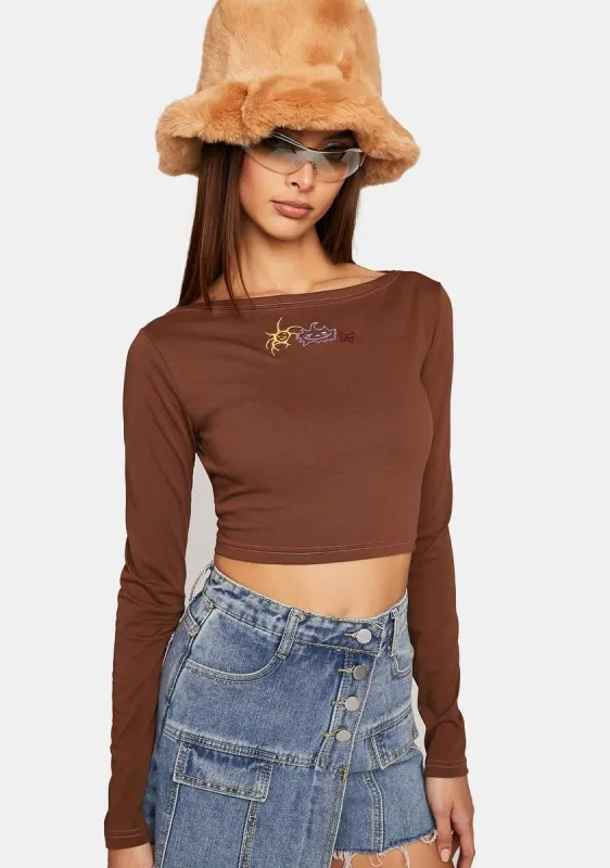 Sun Brown Long Sleeve Tee sold by Dolls Kill