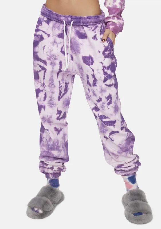 Purple Megan Tie Dye Joggers sold by Dolls Kill